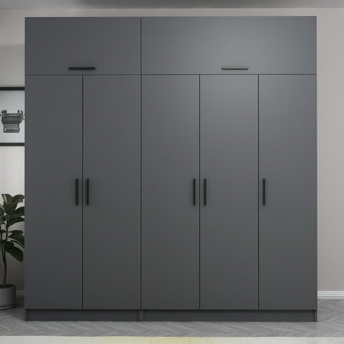 Ντουλάπα 225x235x52 εκ Ανθρακί 506MNR2791