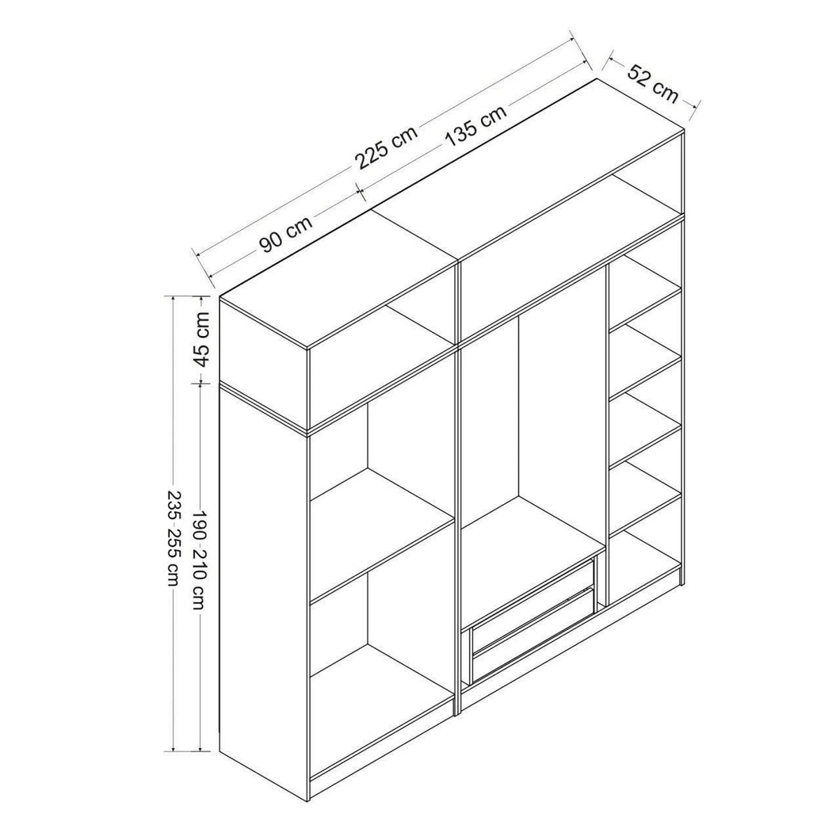 Ντουλάπα 225x235x52 εκ Λευκό 506MNR2804