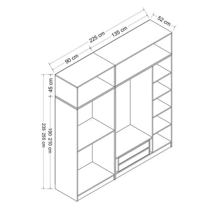 Ντουλάπα 225x235x52 εκ Λευκό 506MNR2804
