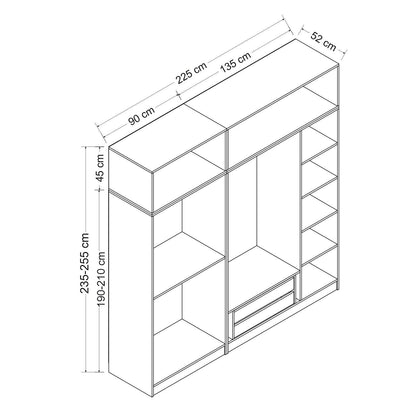 Ντουλάπα 225x210x52 εκ Λευκό 506MNR2811