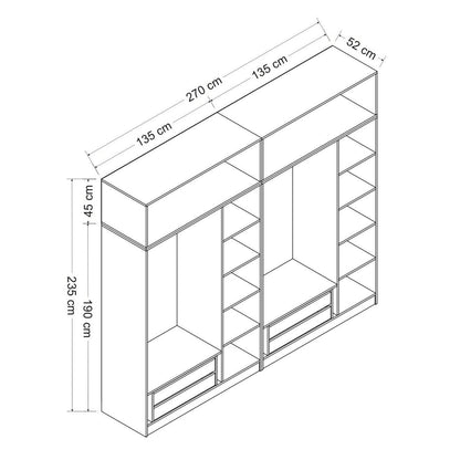 Ντουλάπα 270x235x52 εκ Λευκό 506MNR2864