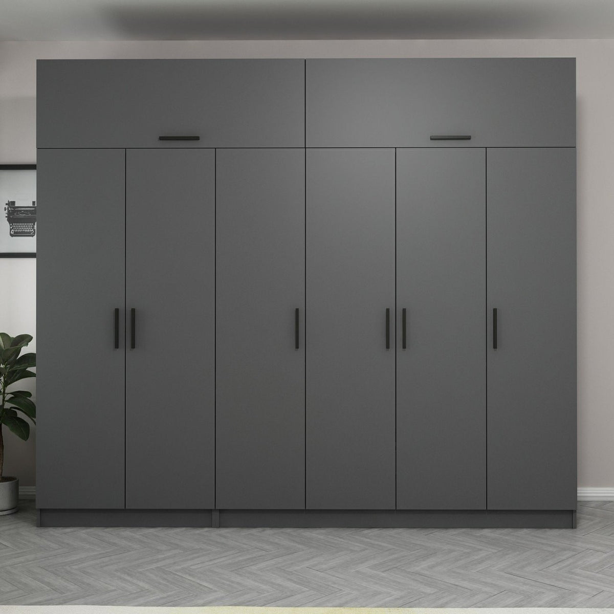 Ντουλάπα 270x255x52 εκ Ανθρακί 506MNR2878
