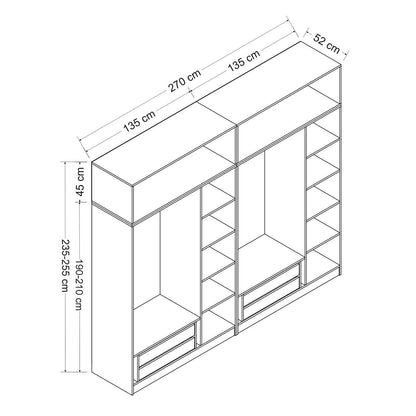 Ντουλάπα 270x255x52 εκ Dore 506MNR2898