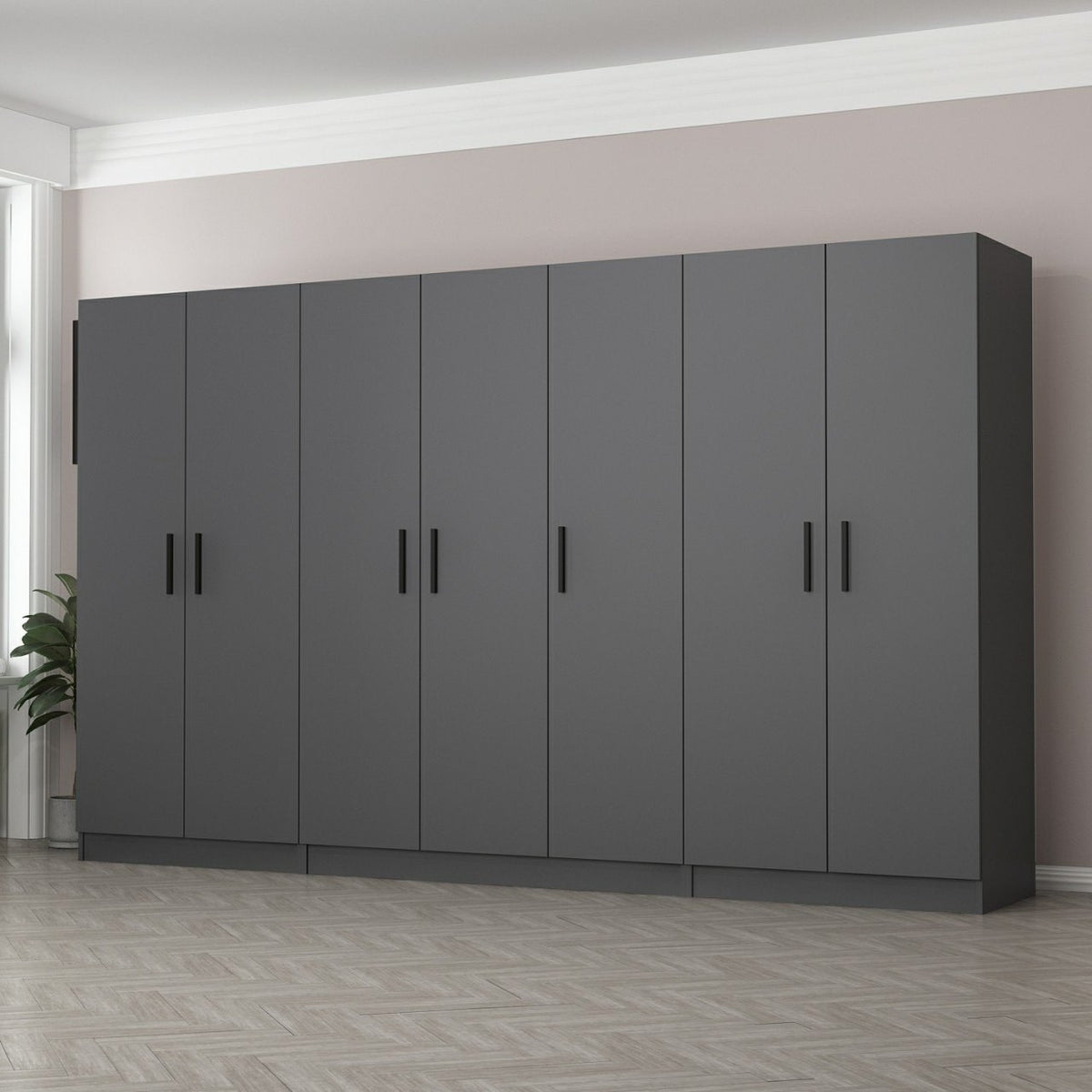 Ντουλάπα 315x190x52 εκ Ανθρακί 506MNR2951
