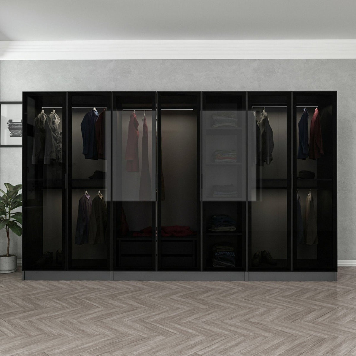 Ντουλάπα 315x190x52 εκ Anthracite Black 506MNR2983