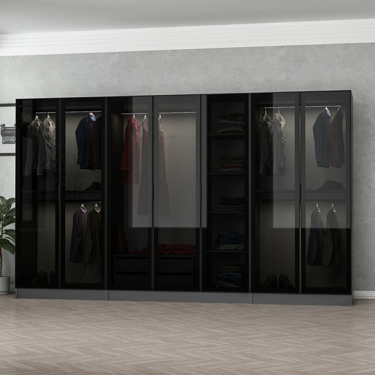 Ντουλάπα 315x190x52 εκ Anthracite Black 506MNR2983