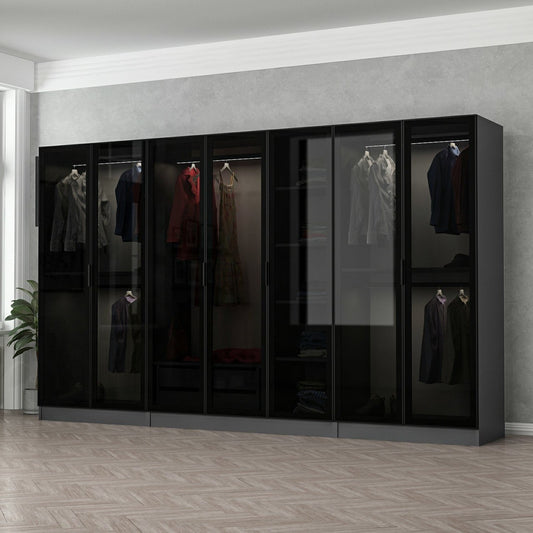Ντουλάπα 315x210x52 εκ Anthracite Black 506MNR2984