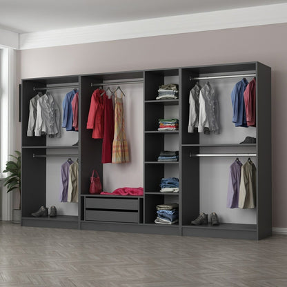 Ντουλάπα 315x210x52 εκ Anthracite Black 506MNR2984