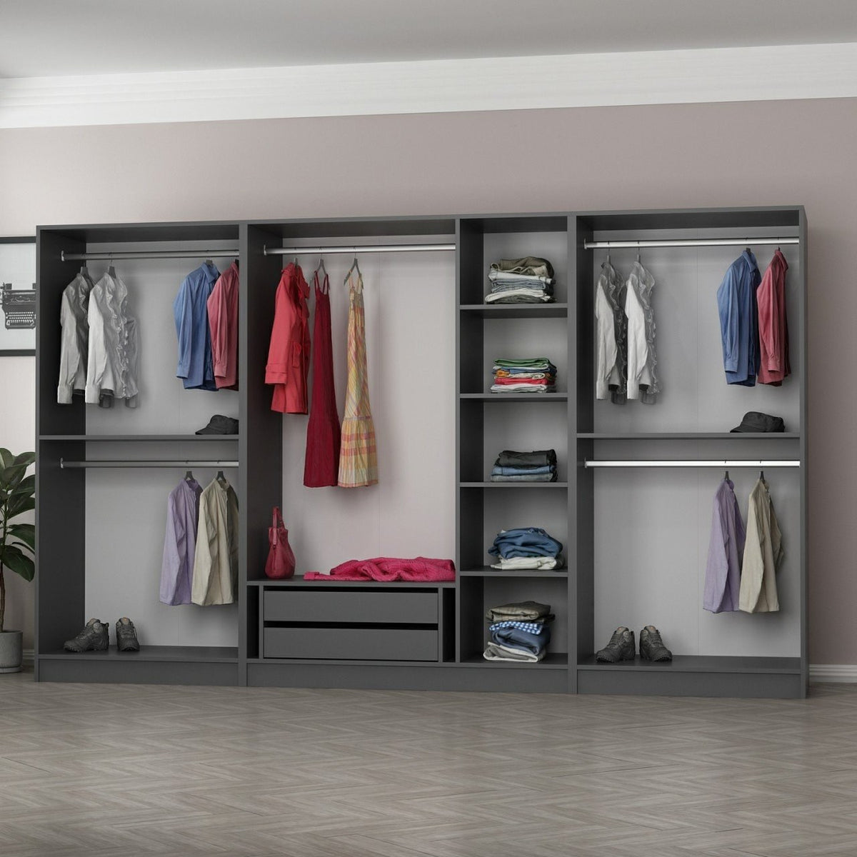 Ντουλάπα 315x210x52 εκ Anthracite Black 506MNR2984