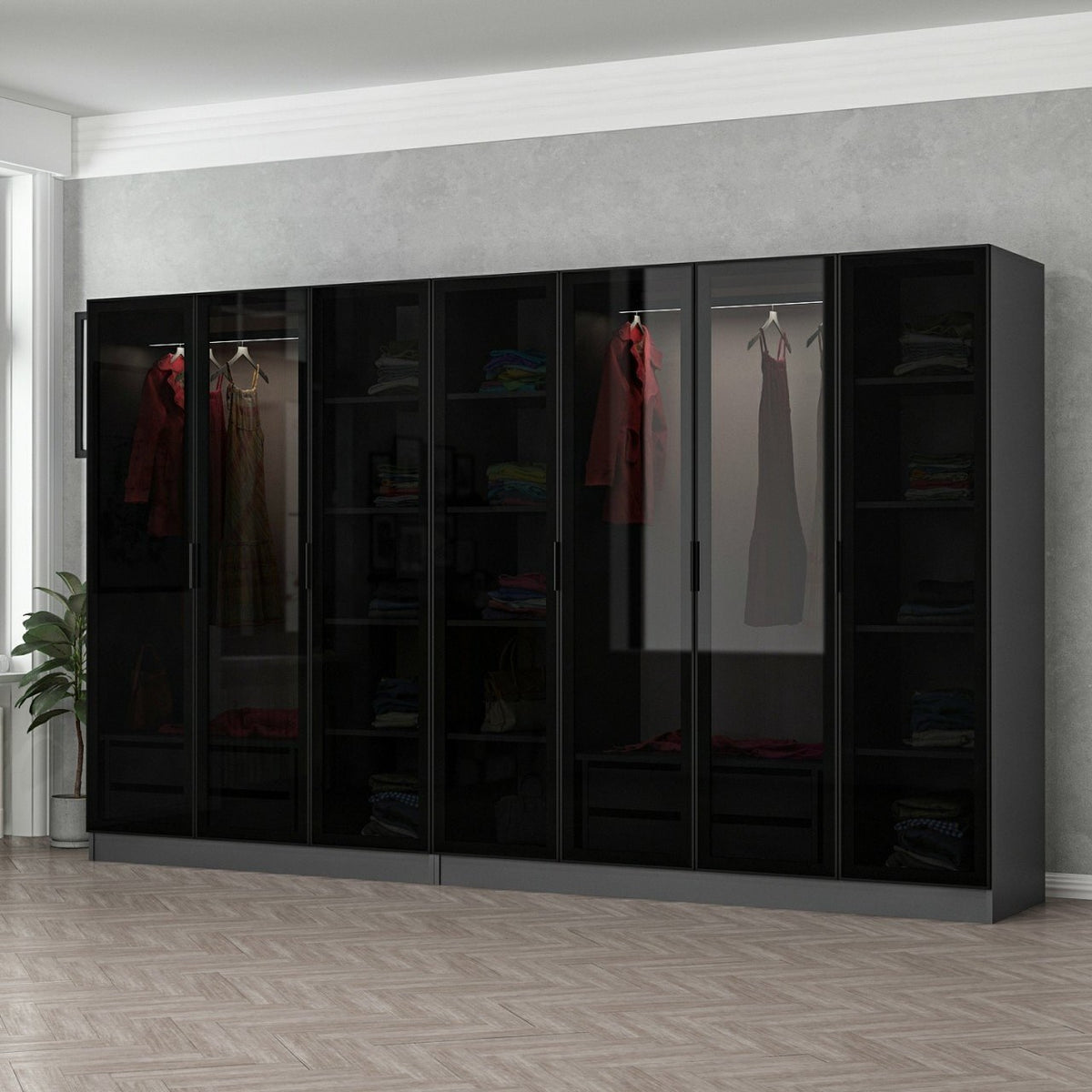 Ντουλάπα 315x190x52 εκ Anthracite Black 506MNR2985