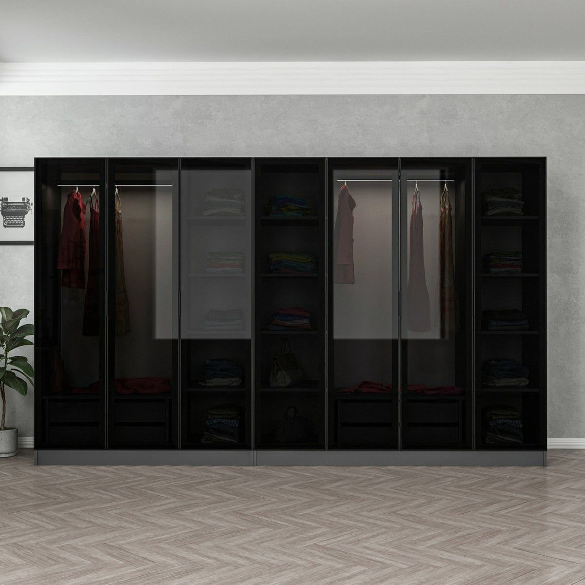 Ντουλάπα 315x190x52 εκ Anthracite Black 506MNR2985