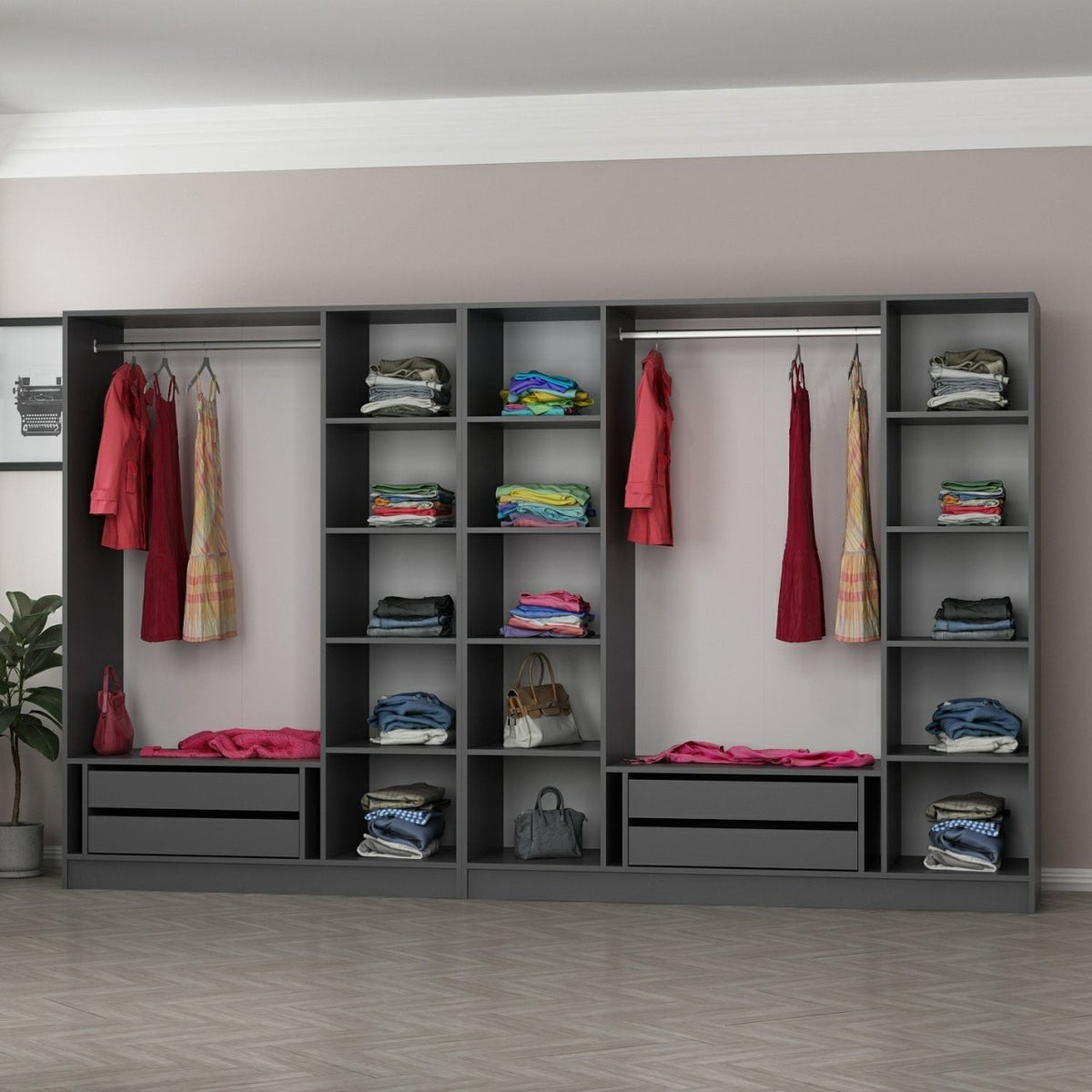 Ντουλάπα 315x190x52 εκ Anthracite Black 506MNR2985