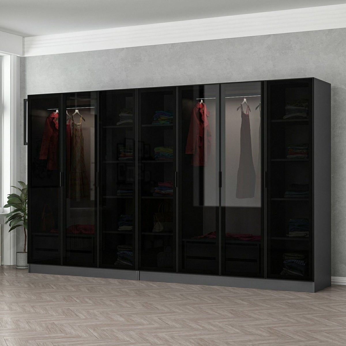 Ντουλάπα 315x210x52 εκ Anthracite Black 506MNR2986