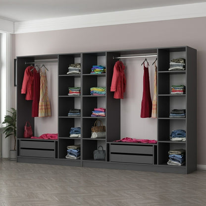 Ντουλάπα 315x210x52 εκ Anthracite Black 506MNR2986