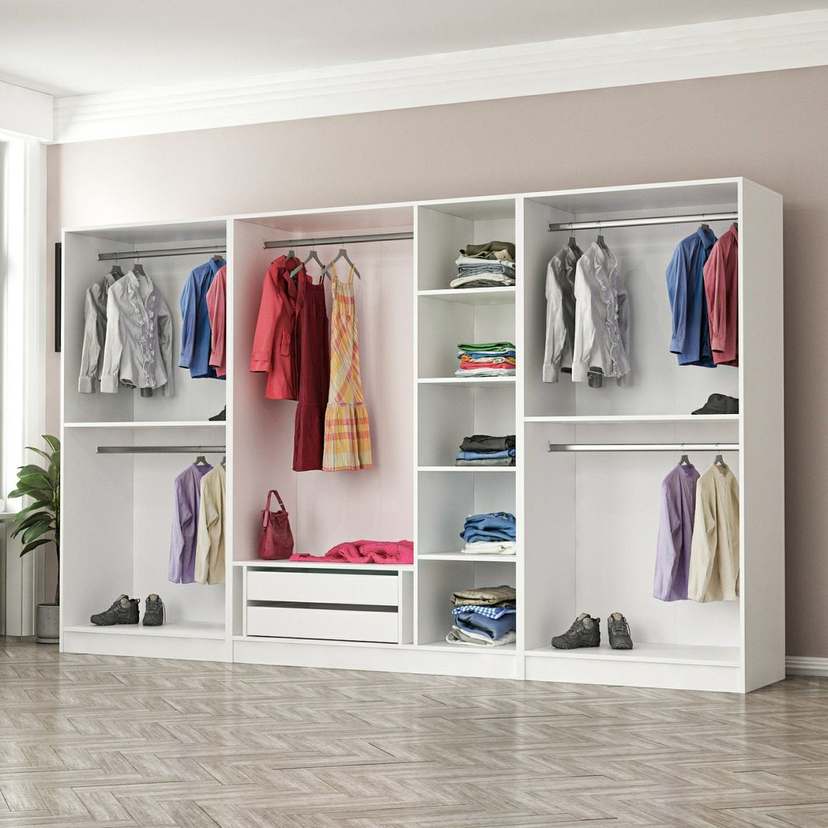 Ντουλάπα 315x190x52 εκ White Black 506MNR2987