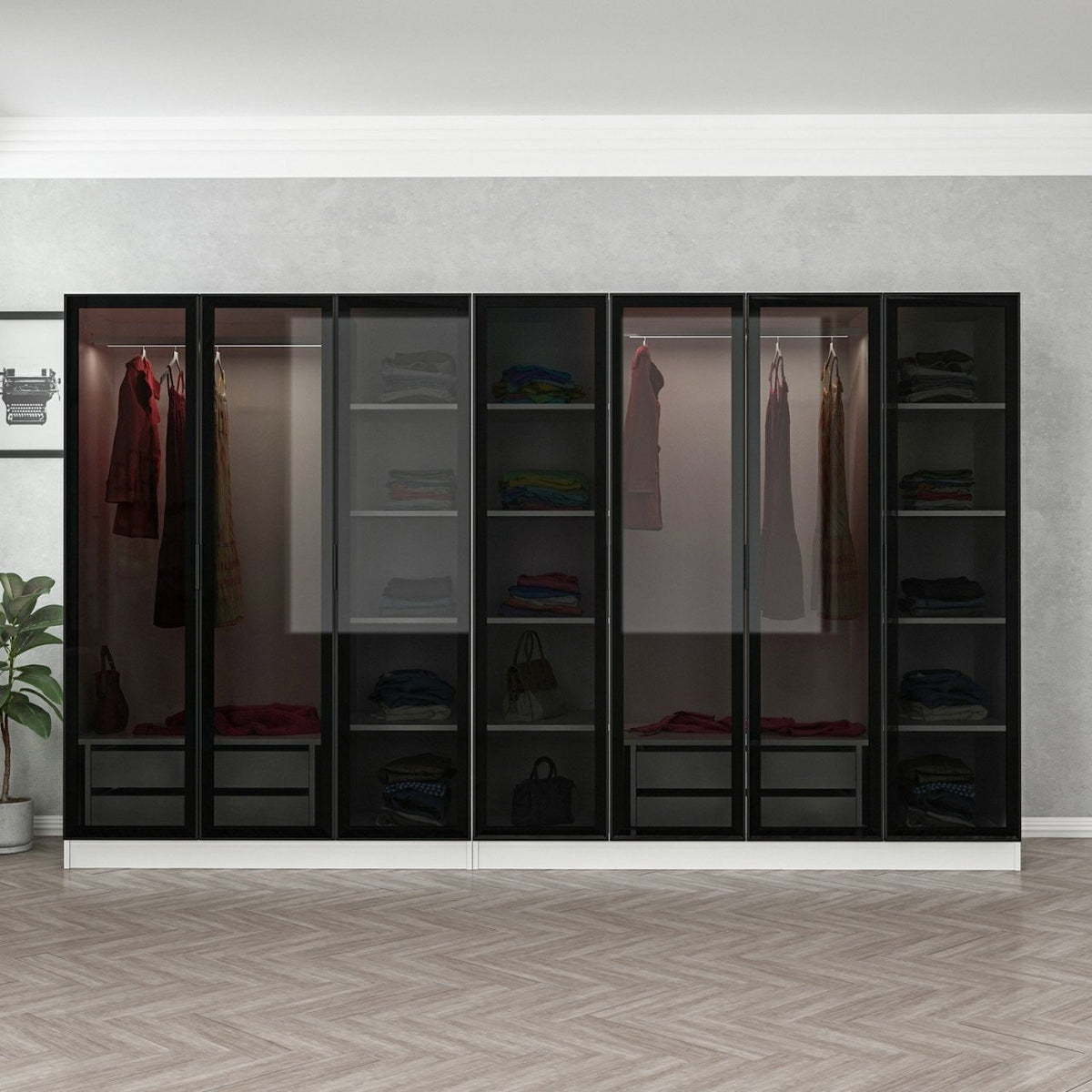 Ντουλάπα 315x190x52 εκ White Black 506MNR2989