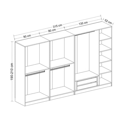 Ντουλάπα 315x190x52 εκ Dore 506MNR3104