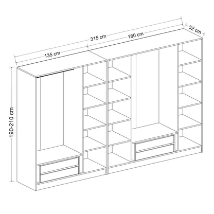 Ντουλάπα 315x210x52 εκ Dore 506MNR3109