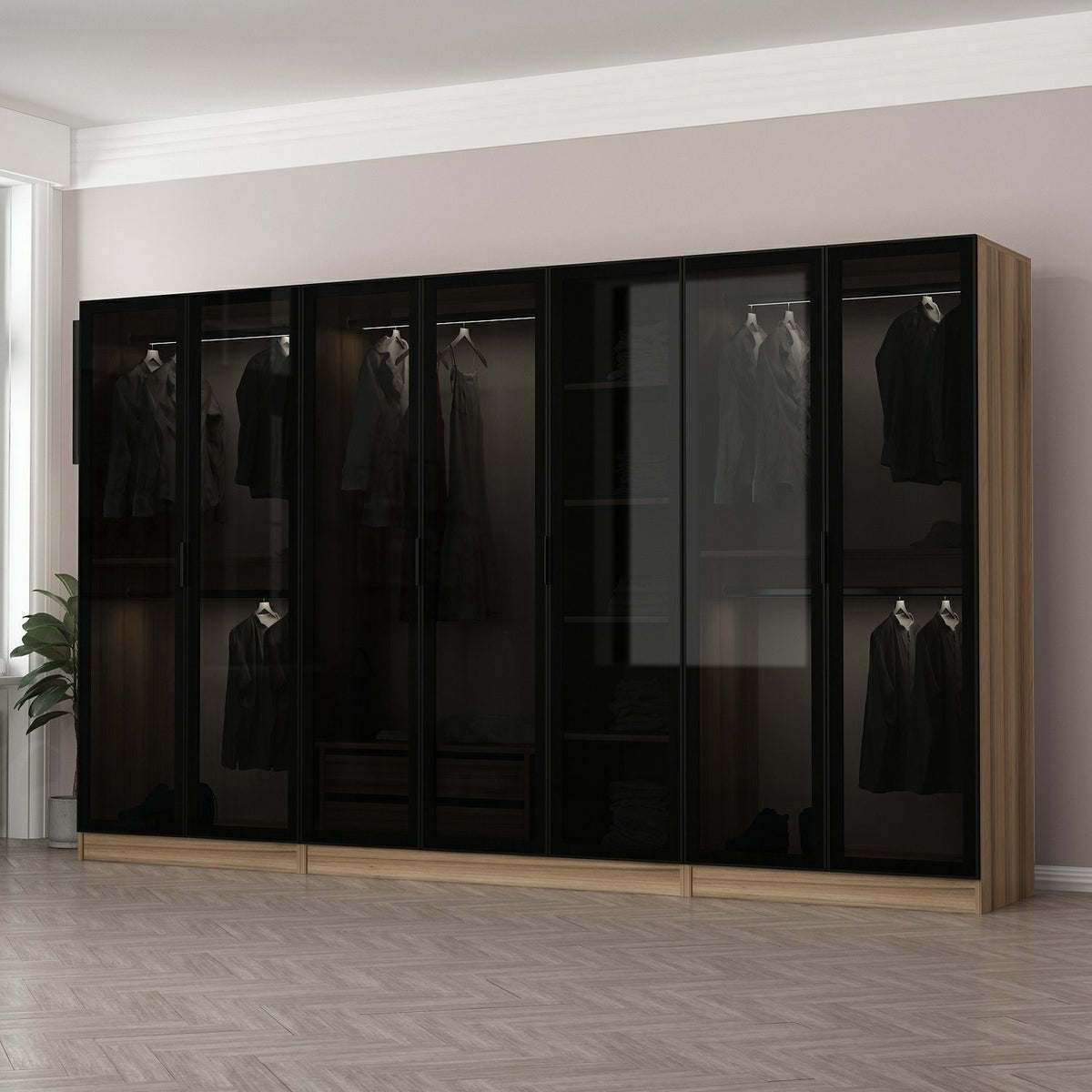Ντουλάπα 315x210x52 εκ Golden Oak Dark Grey 506MNR3114