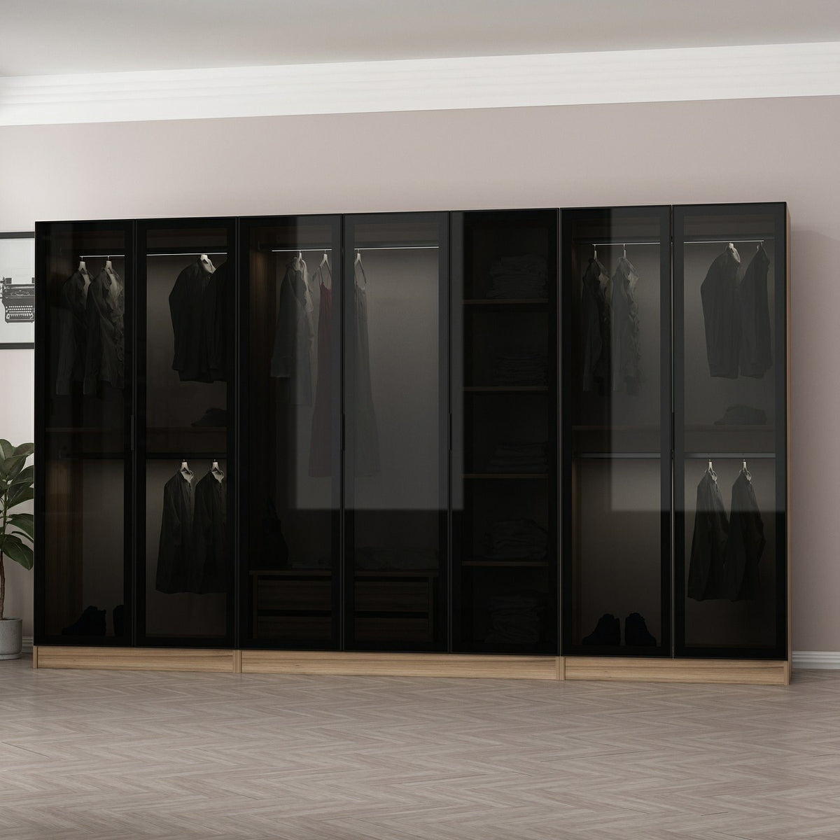 Ντουλάπα 315x210x52 εκ Golden Oak Dark Grey 506MNR3114