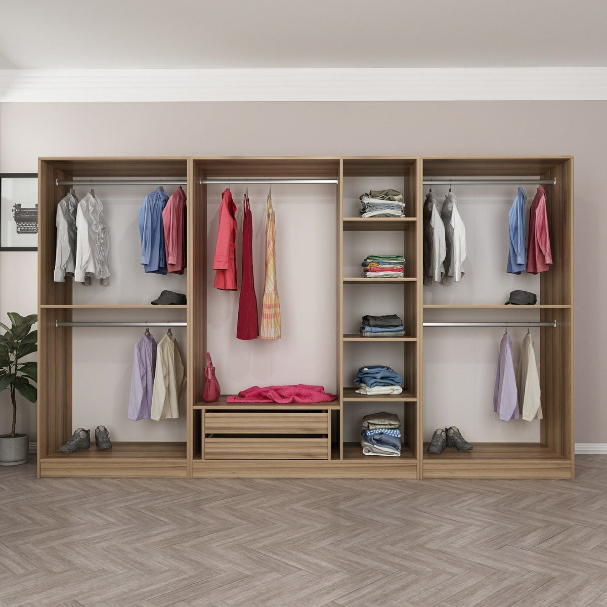 Ντουλάπα 315x210x52 εκ Golden Oak Dark Grey 506MNR3114