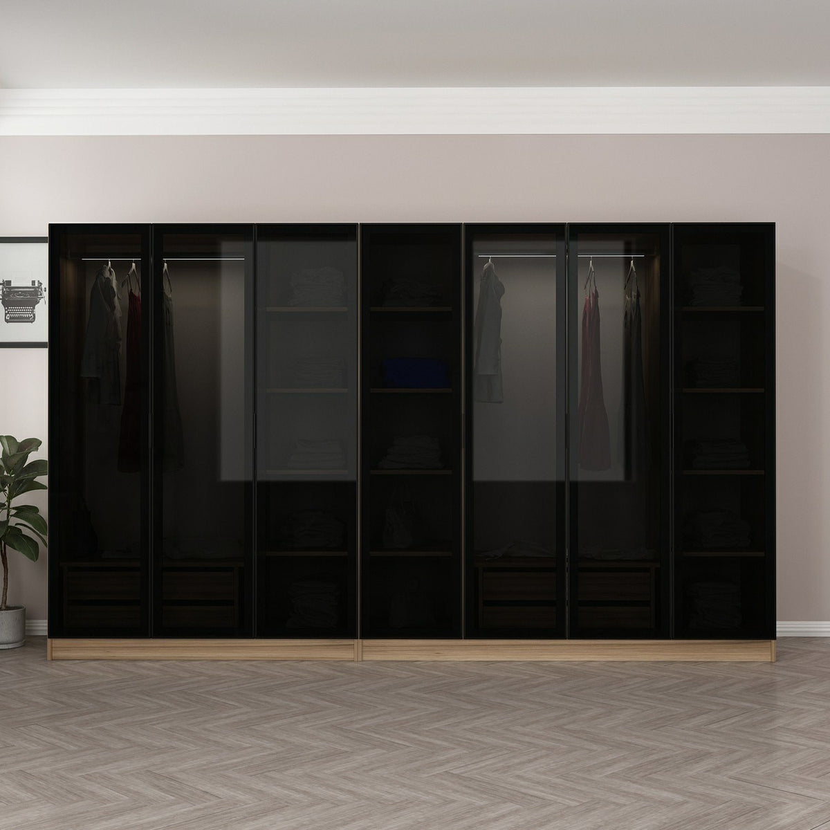 Ντουλάπα 315x210x52 εκ Golden Oak Dark Grey 506MNR3115