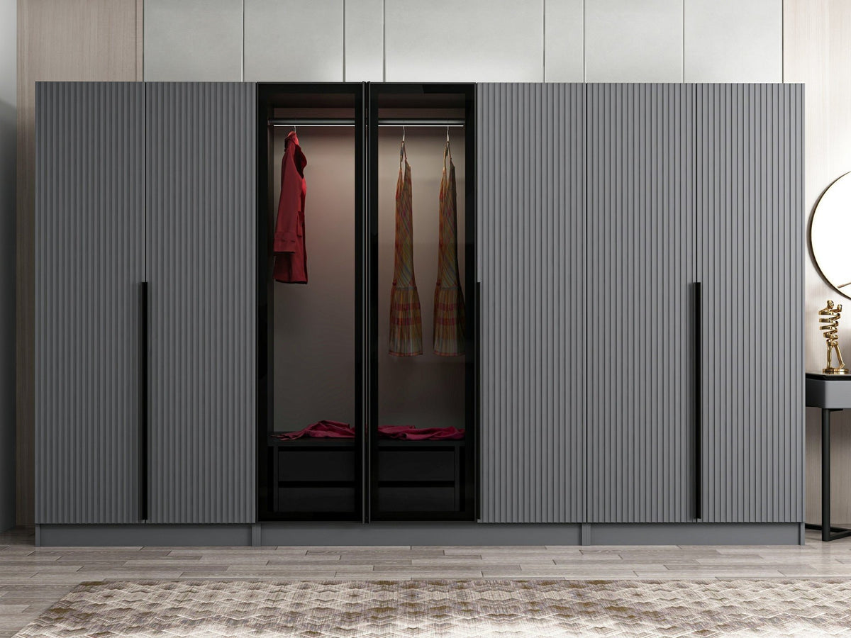 Ντουλάπα 315x210x52 εκ Anthracite Dark Grey 506MNR3122