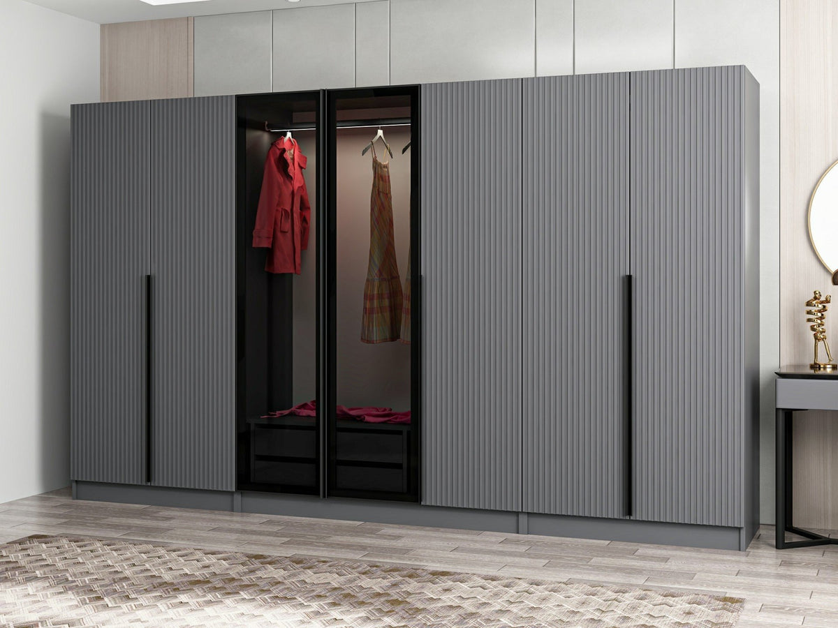 Ντουλάπα 315x210x52 εκ Anthracite Dark Grey 506MNR3122