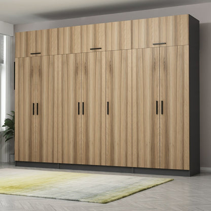Ντουλάπα 315x255x52 εκ Walnut Anthracite 506MNR3546