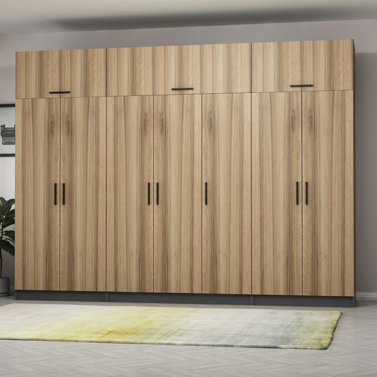 Ντουλάπα 315x255x52 εκ Walnut Anthracite 506MNR3546