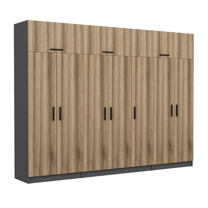Ντουλάπα 315x255x52 εκ Walnut Anthracite 506MNR3546
