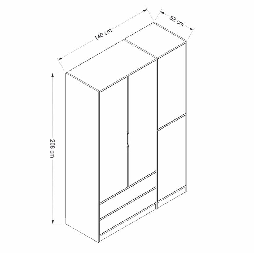 Ντουλάπα 140x208x52 εκ Anthracite Dore 506MNR3729