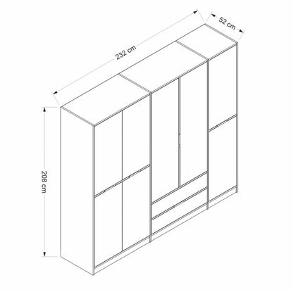 Ντουλάπα 232x208x52 εκ Anthracite Dore 506MNR3731