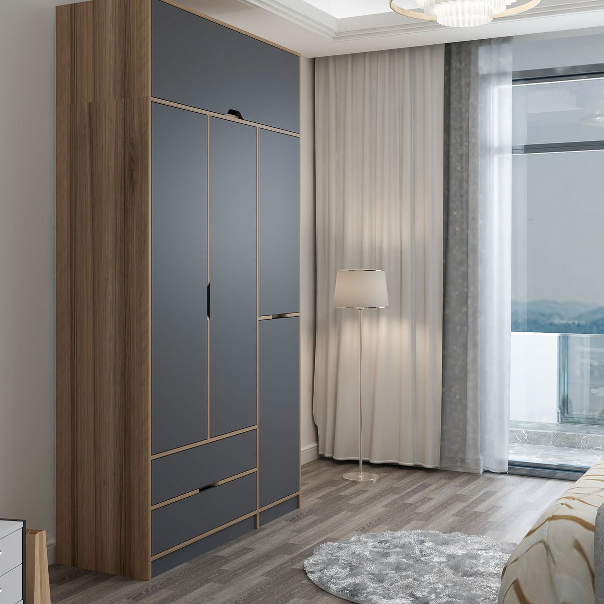 Ντουλάπα 140x253x52 εκ Anthracite Dore 506MNR3735
