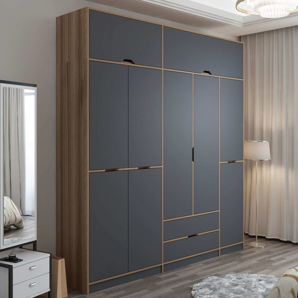 Ντουλάπα 232x253x52 εκ Anthracite Dore 506MNR3739