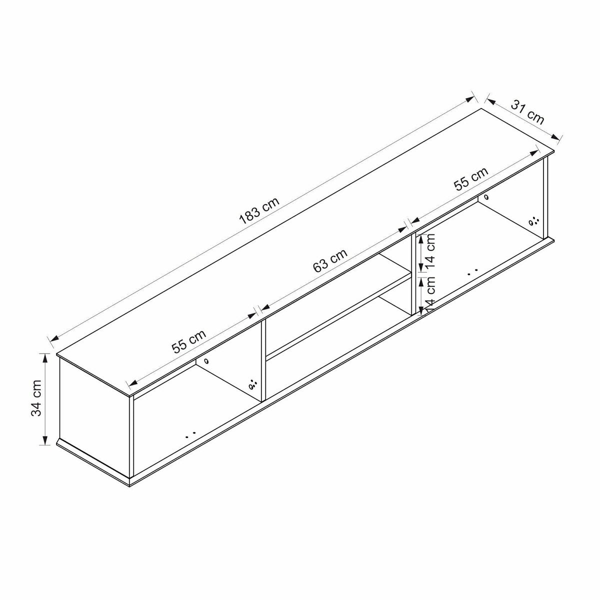 Σύνθεση Τηλεόρασης 183 × 54 × 46 Ντερίν Σεπέτ / Φεγγαρόπετρα 506MNR4508