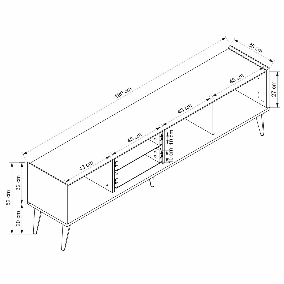 Σύνθεση Τηλεόρασης 180 × 52 × 35 Λευκό / Αρτιζάν 506MNR4509