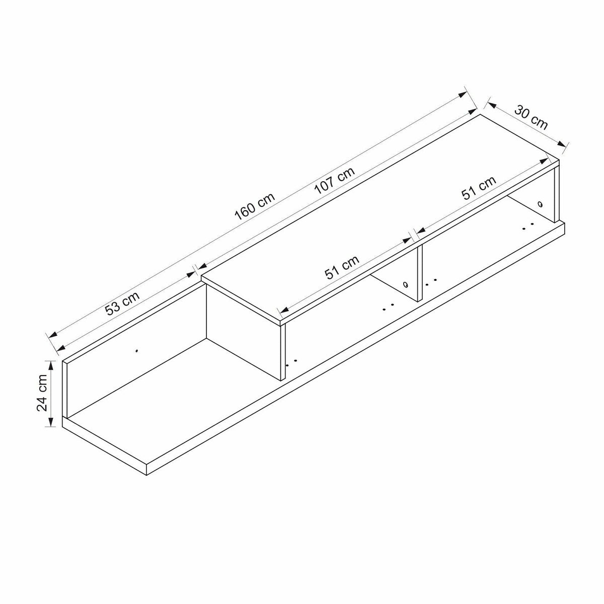 Σύνθεση Τηλεόρασης 160 × 24 × 30 Φεγγαρόπετρα / Τραβερτίνη 506MNR4510
