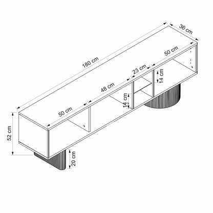 Σύνθεση Τηλεόρασης 180 × 52 × 36 Φεγγαρόπετρα / Τραβερτίνη 506MNR4514
