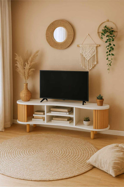 Έπιπλο Τηλεόρασης TV Βάση Σύνθεση Λευκό Φυσικό | 523EPC1002