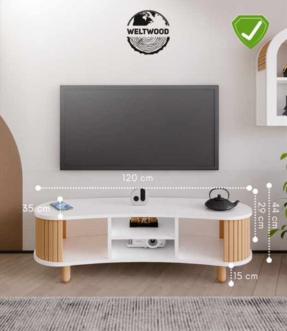 Έπιπλο Τηλεόρασης TV Βάση Σύνθεση Λευκό Φυσικό | 523EPC1002