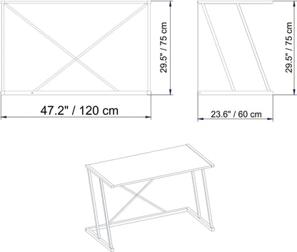 Γραφείο Υπολογιστή και Μελέτης 120x75x60 εκ. Λευκό Χρυσό | 541HDL1105