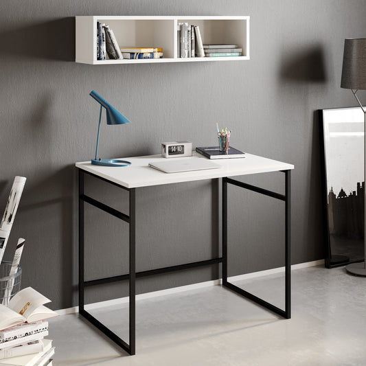 Γραφείο Υπολογιστή και Μελέτης 90x75x60 εκ. Λευκό/Μαύρο | 541HDL1106