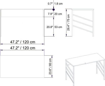 Γραφείο Υπολογιστή και Μελέτης 120x75x60 εκ. Χρυσό Λευκό | 541HDL1117