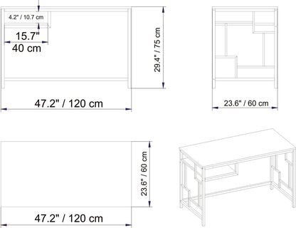 Γραφείο Υπολογιστή και Μελέτης 120x75x60 εκ. Χρυσό Λευκό | 541HDL1120