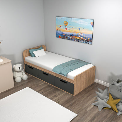 Μονό Κρεβάτι 90x190 cm σε Χρώμα Atlantic Pine & Ανθρακί με Μοντέρνο Σχεδιασμό | 550ARN1509