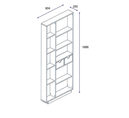 Βιβλιοθήκη 80,4 × 25 × 188,6 εκ. Λευκό Καρυδί GR550ARN1602