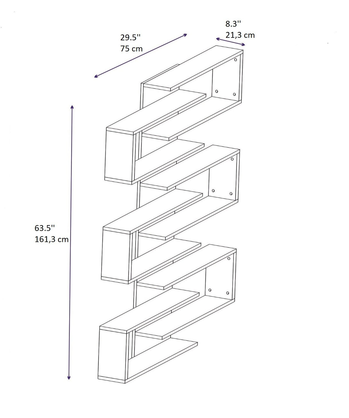 Βιβλιοθήκη 75 × 21,3 × 161,3 εκ. Καρυδί GR550ARN1603