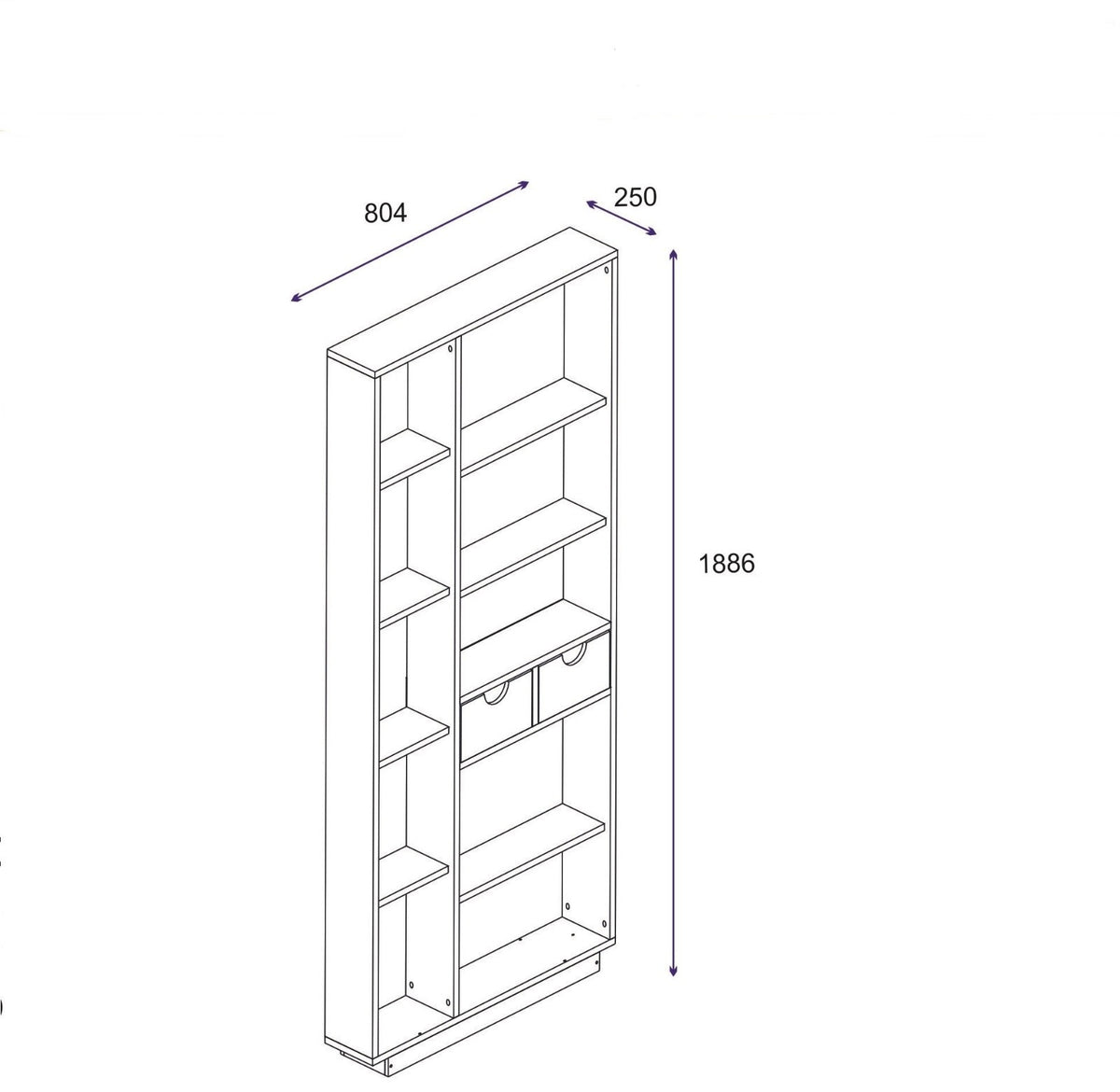 Βιβλιοθήκη 80,4 × 25 × 188,6 εκ. Λευκό GR550ARN1612