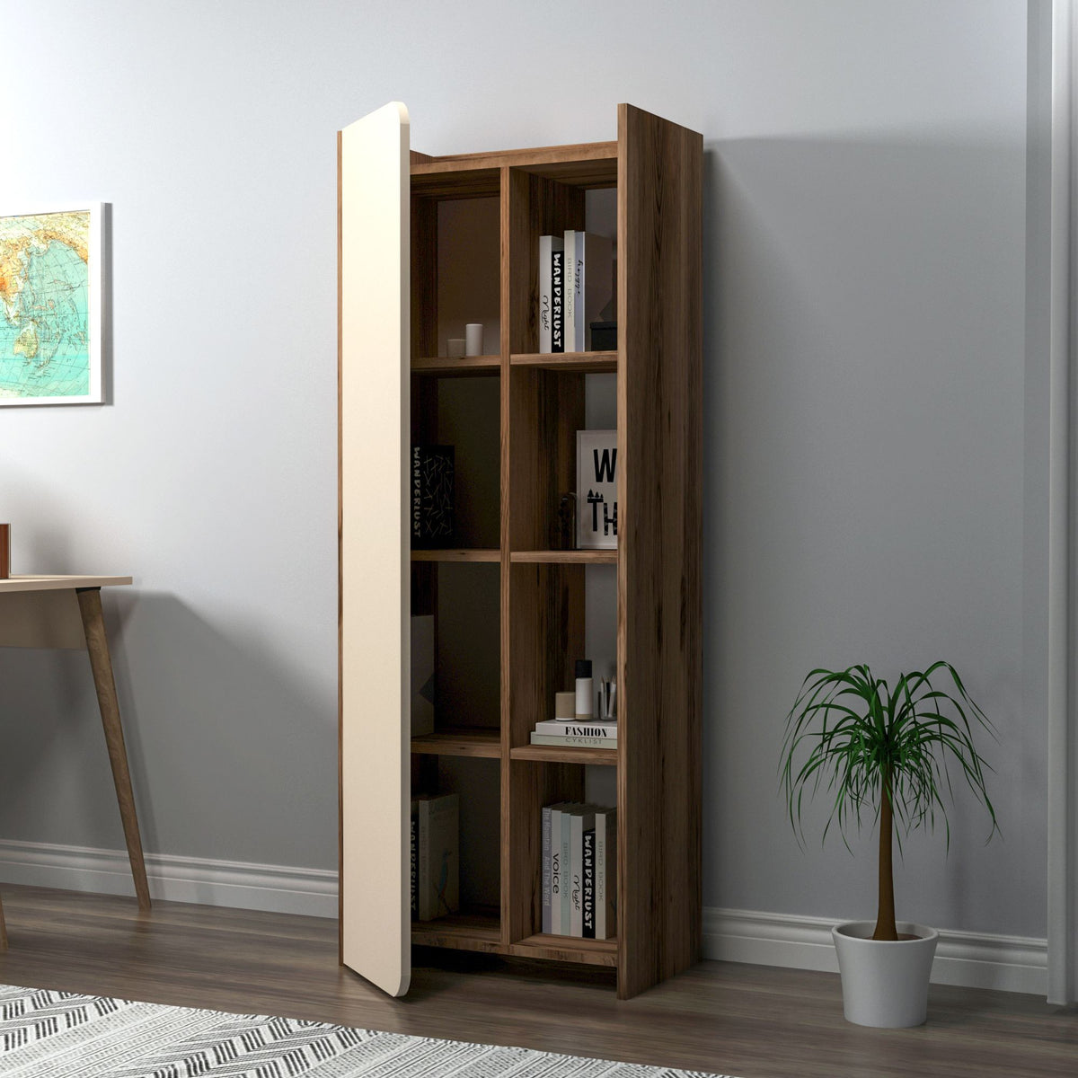 Βιβλιοθήκη 60 × 35 × 160 εκ. Καρυδί Μπεζ GR550ARN1693